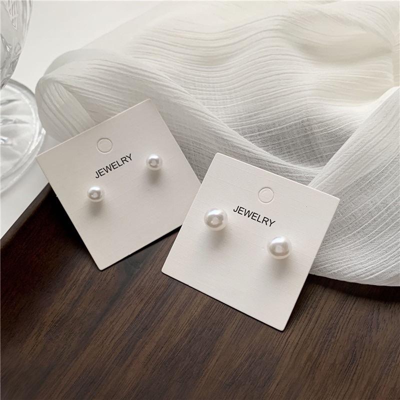 E004 Khuyên Tai Bông Tai Nữ Thiết Kế Hàn Quốc Hạt Trai Đơn Giản Sang Đẹp Xinh Đi Làm Chơi Ring House