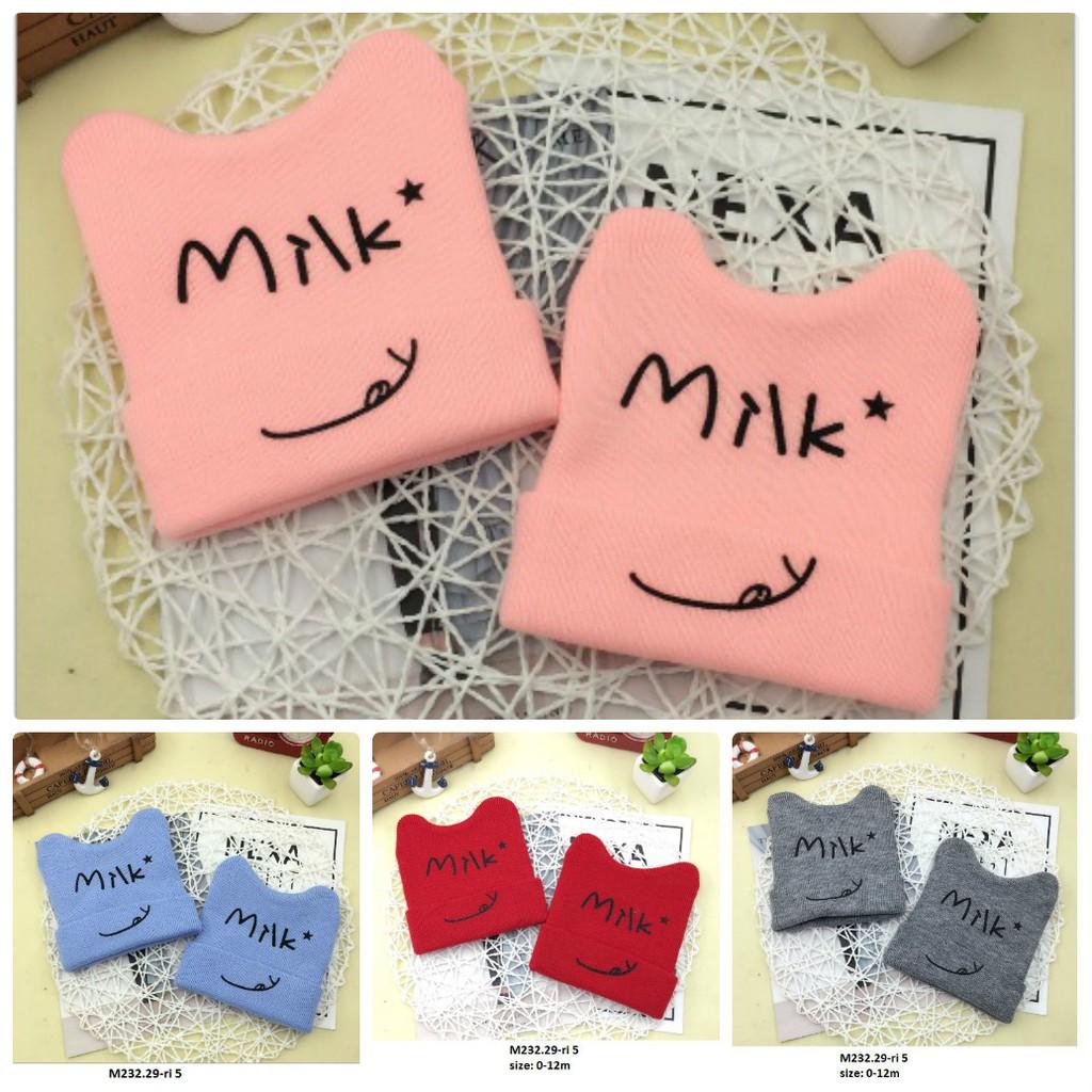 Mũ len milk tai mèo cho bé 0-24 tháng