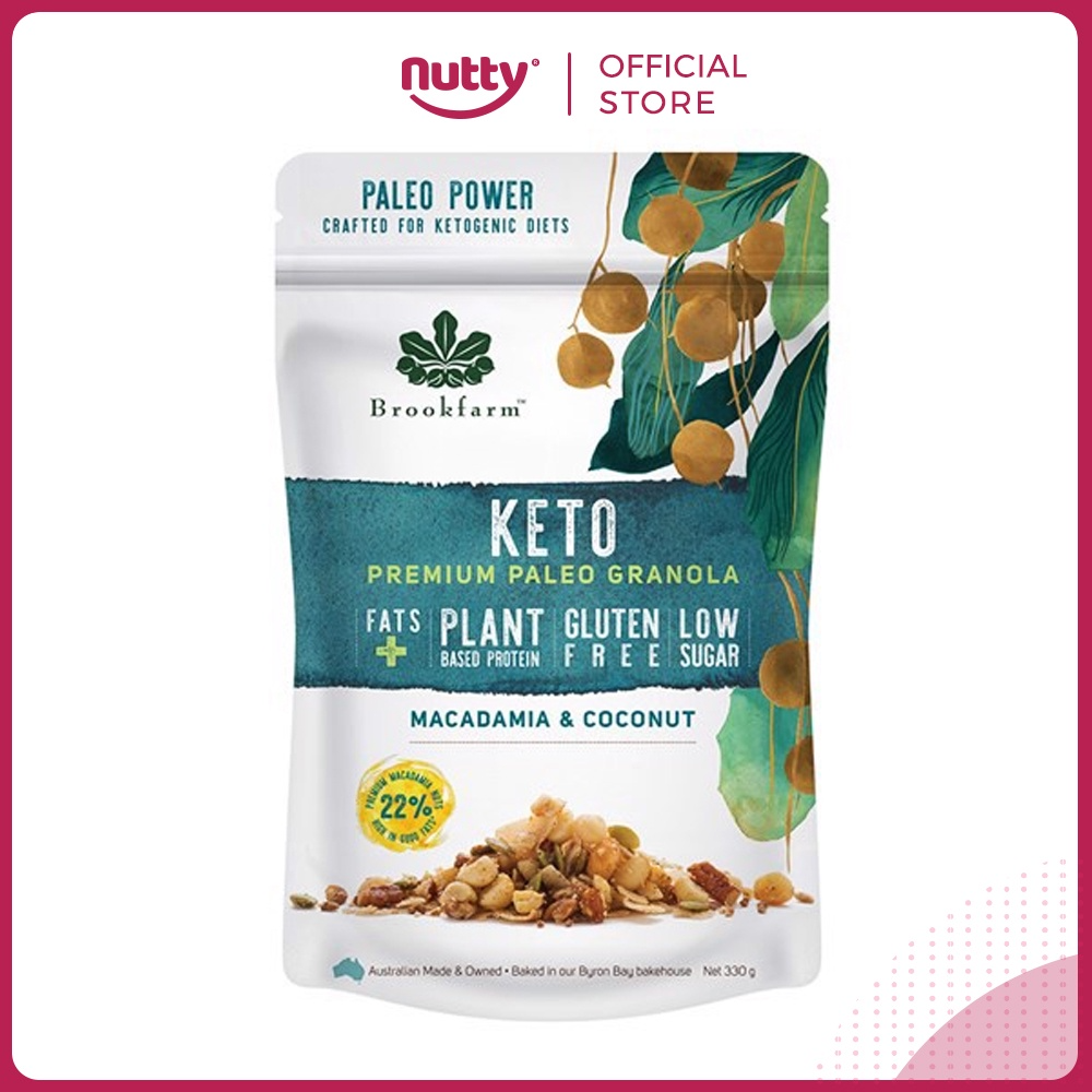 [Chính hãng] Gói Ngũ cốc Brookfarm Keto Premium Paleo Granola, công thức cho người ăn kiêng theo chế độ Keto - Gói 330g