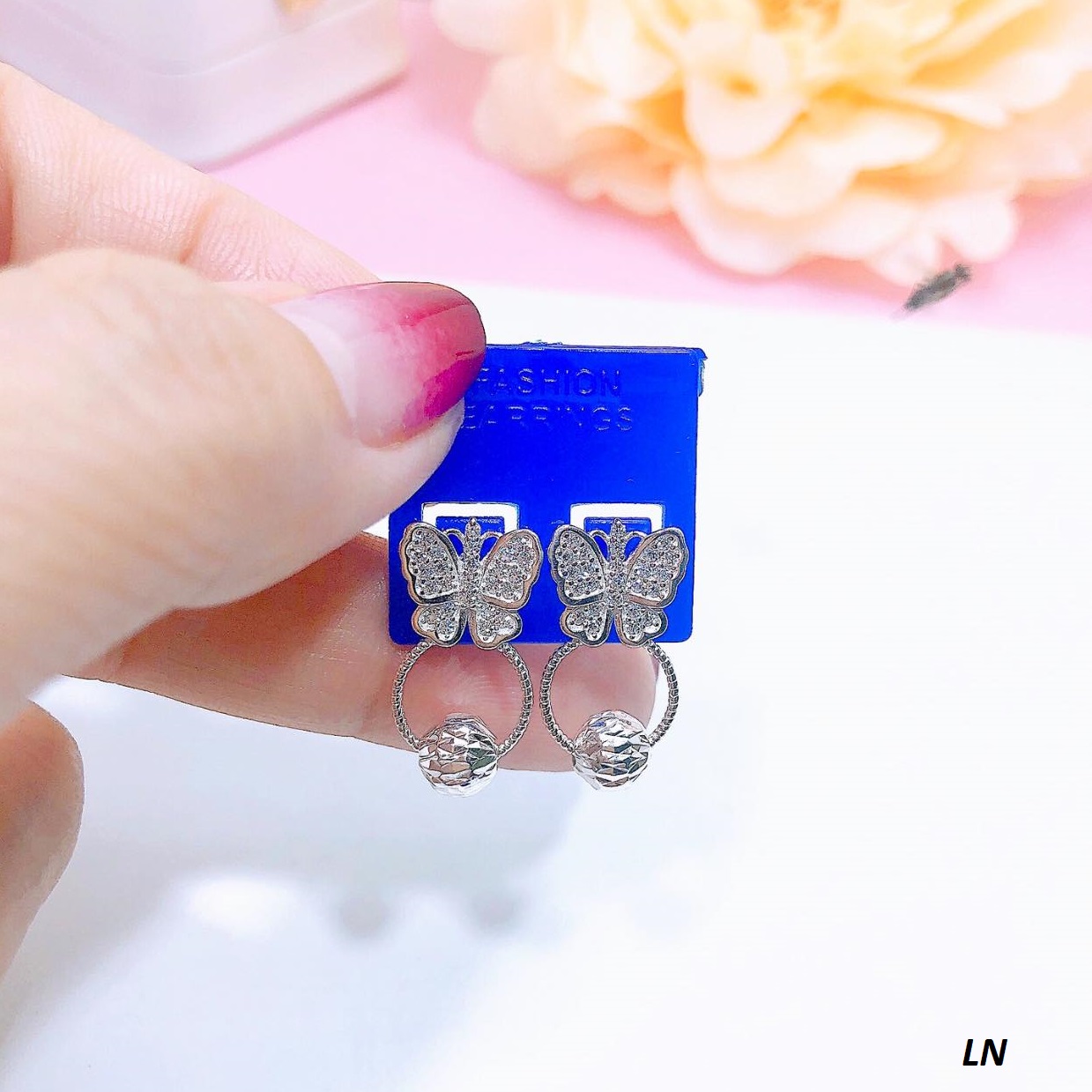 Bông tai bạc thời trang chất liệu bạc Ý MS13a