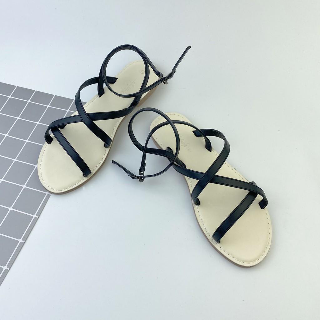 Sandal nữ đế bệt quai dây mảnh 1cm thời trang đi biển có Bigsize chính hãng HISHOO S008