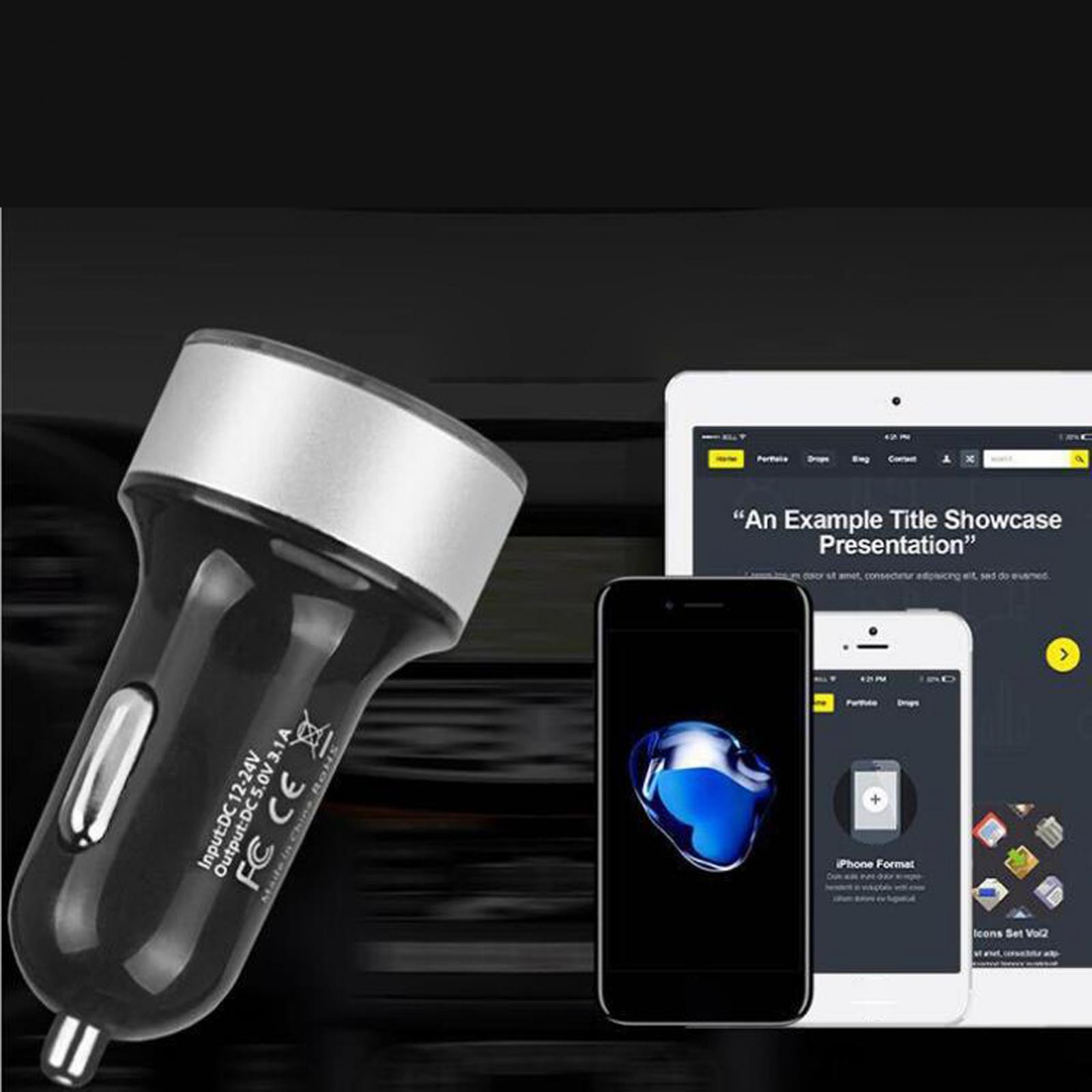 Car Charger with Voltage Dual Ports for Smartphones MP3 Cameras