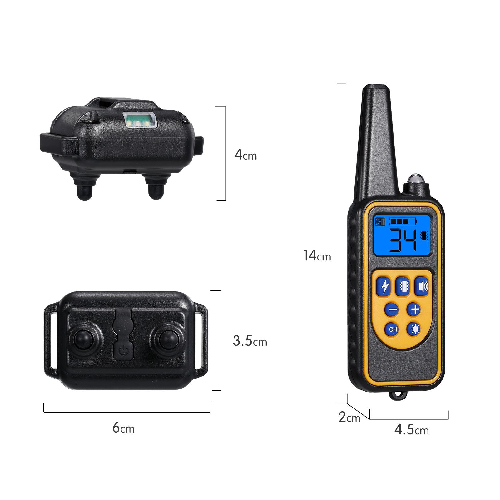 Vòng cổ huấn luyện cho chó có thể sạc lại Vòng cổ chống sốc cho chó đèn LED chống rung 800m Phạm vi từ xa 0-99