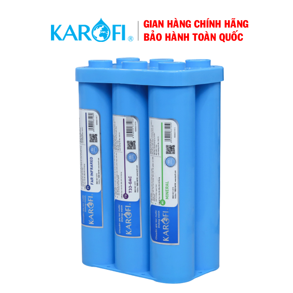 Bộ lõi Smax hiệu suất cao Karofi H.P 6.2, Bộ gồm 6 lõi T33-GAC, Mineral, ORP Alkaline, Nano Sliver, Tourmaline, Hydrogen, Hàng chính hãng