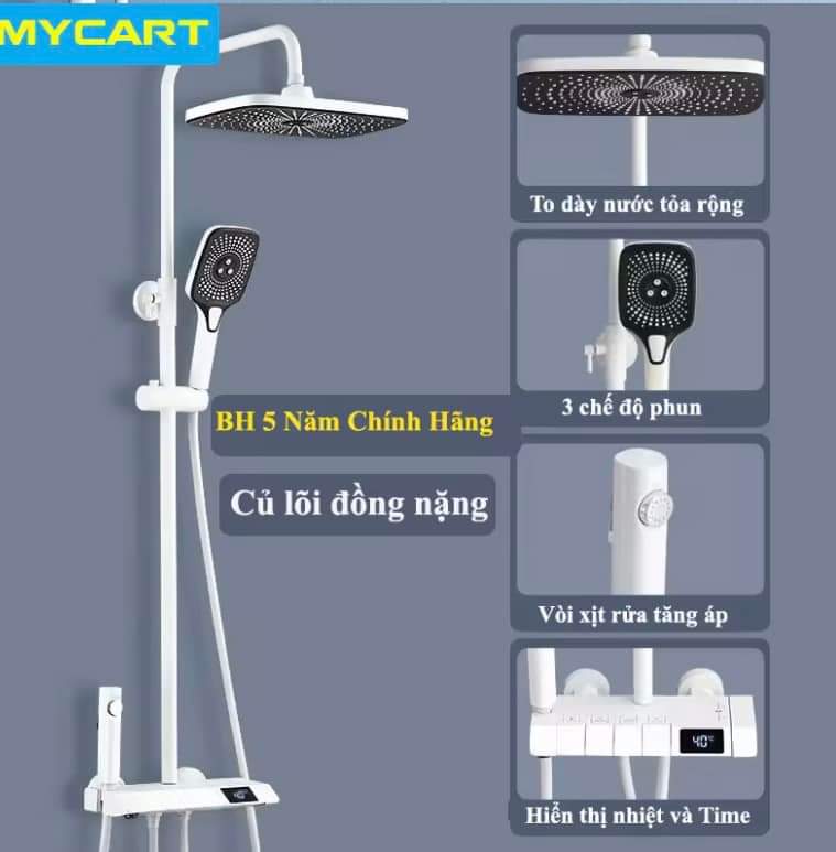 Sen cây 4 phím đàn cao cấp mạ titan tắm đứng , hiển thị nhiệt độ - Sen củ đồng nặng 2kg3 bền đẹp áp lực nước mạnh  - Hàng cao cấp