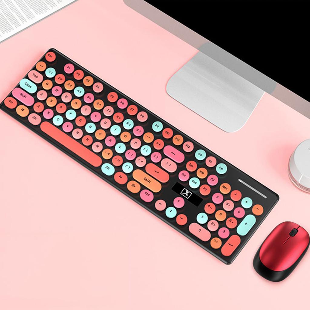104 keys 2.4GHz N620 Wireless Punk Mechanical Keyboard Mouse Gaming Set Cute