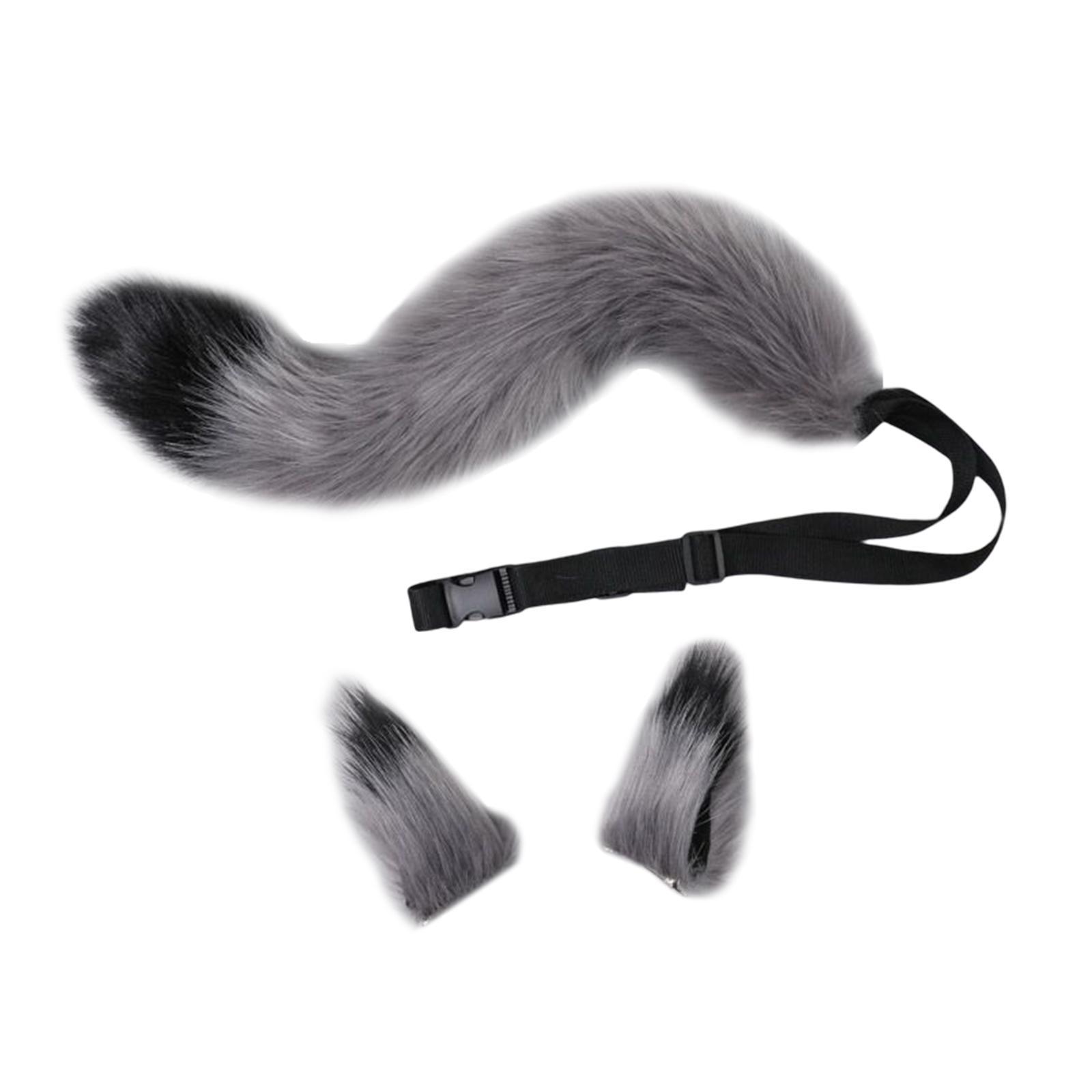 2Pcs Faux Wolf Ears Tail Cosplay Set for Party Decor