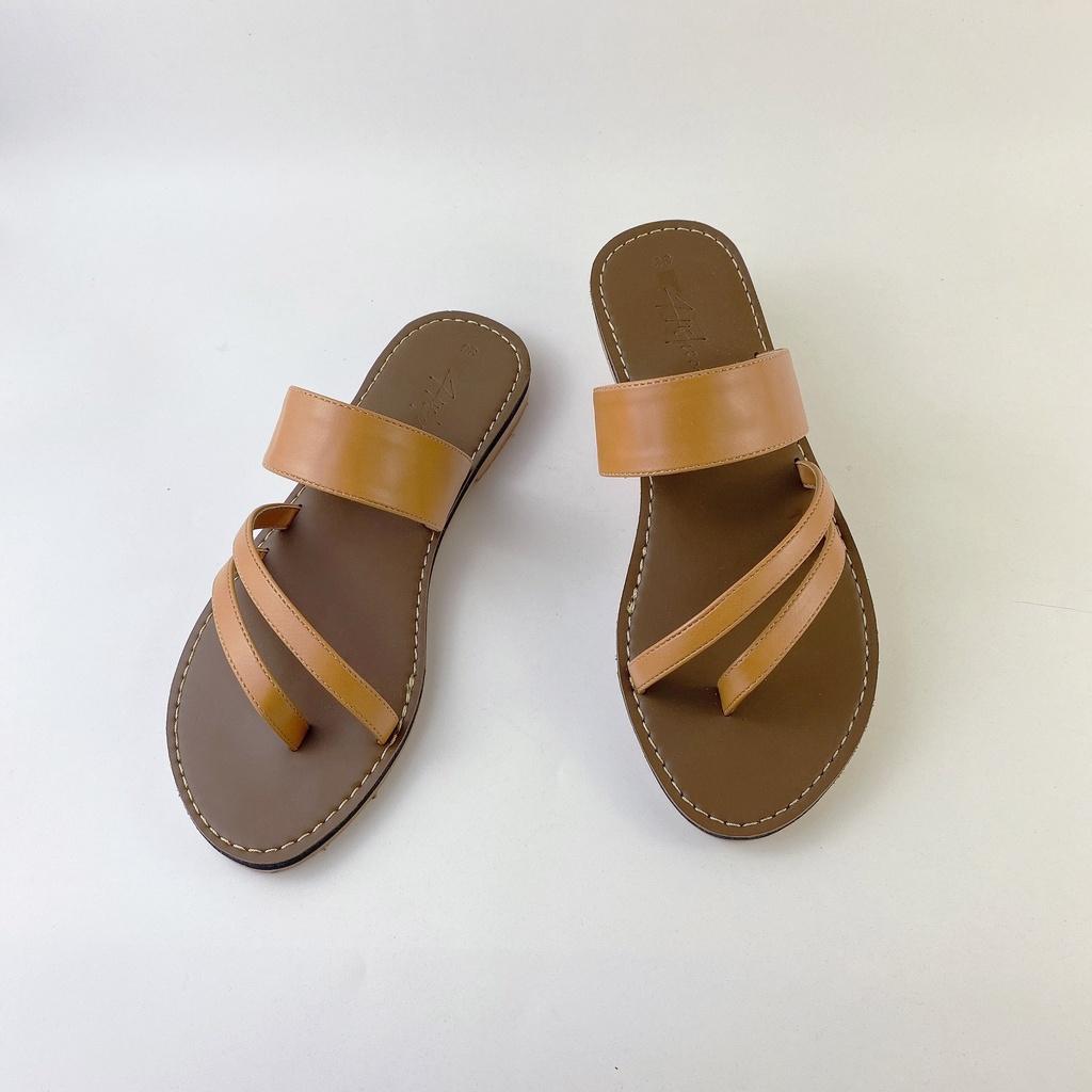 Dép lê nữ dáng sandal đi biển quai ngang xỏ ngón đế bệt dây mảnh cao cấp chính hãng Hishoo có Bigsize S035 ko