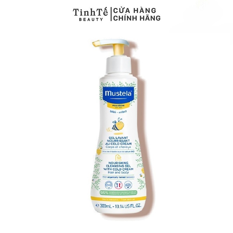 Gel Tắm Gội Cho Trẻ Sơ Sinh & Em Bé Da Khô Nourishing Cleansing Gel with Cold Cream Mustela 300ml