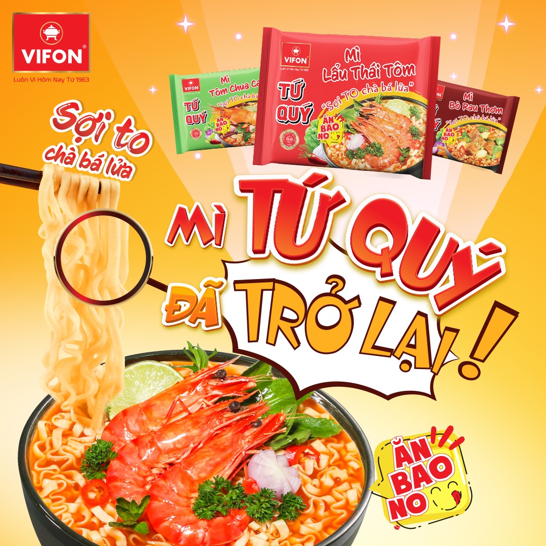 10 gói Mì bò rau thơm Vifon - mì tứ quý Vifon 72gr