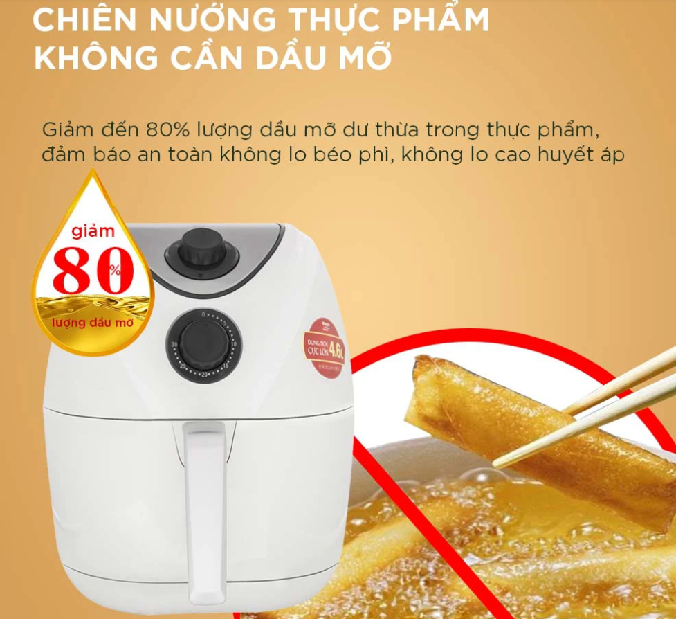 Nồi Chiên Không Dầu MAGIC KOREA A-78 Dung Tích 4.6L Công Suất 1400W - Hàng Chính Hãng