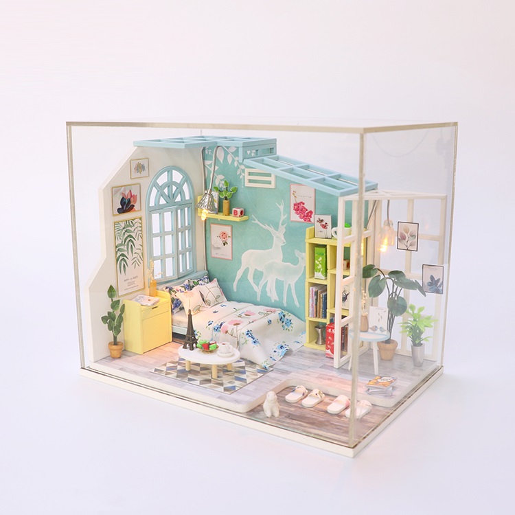 Mô hình nhà DIY Doll House Family Nap Kèm Mica Chống bụi