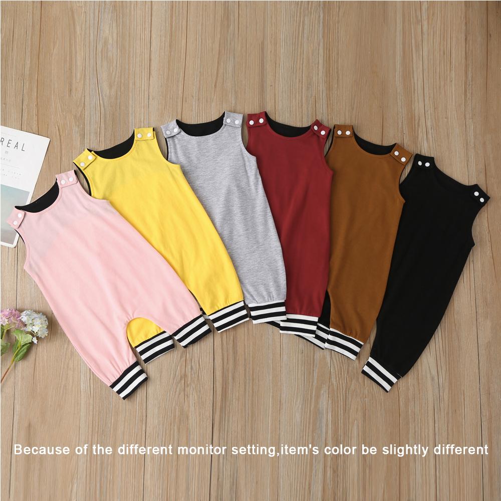 Áo liền quần cotton mùa hè không tay nút bấm cho bé
