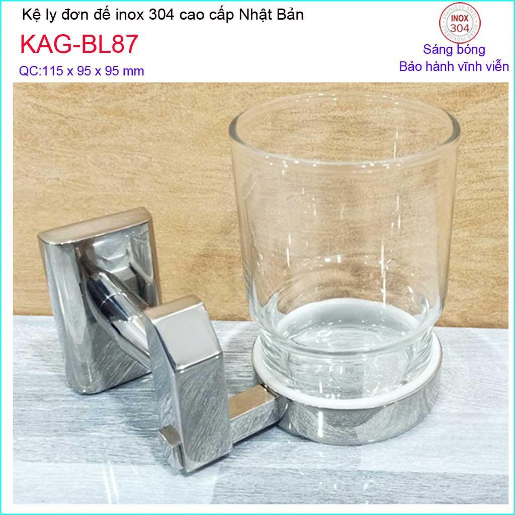 Kệ ly đơn Inox 304 KAG-BL87, Phụ kiện phòng tắm cao cấp Kace,kệ để ly bàn chải inox 304 Nhật Bản