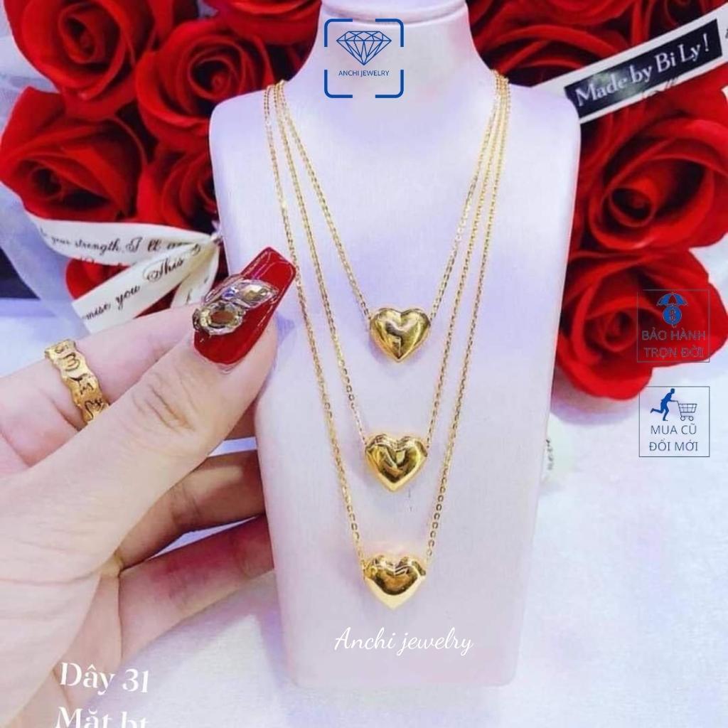 Vòng cổ nữ mặt tim vàng nhỏ khắc tên miễn phí 10k, Anchi jewelry