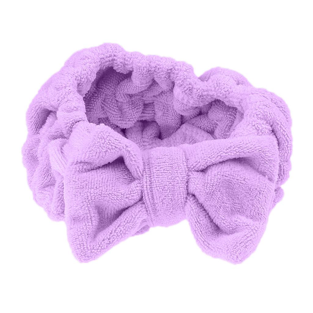 Bowknot Makeup Cosmetic Shower Bath Spa Elastic Hair Band Headband Purple