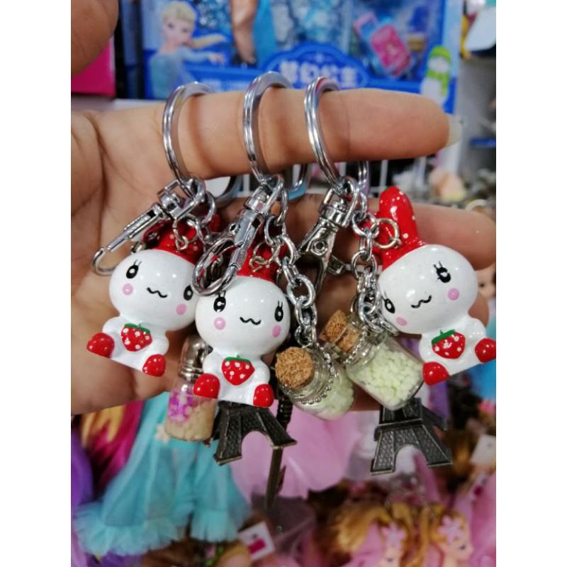MÓC KHÓA THỎ CUTE GẮN LỌ DẠ QUANG, MÔ HÌNH THÁP EIFFEL, CHÌA KHOÁ