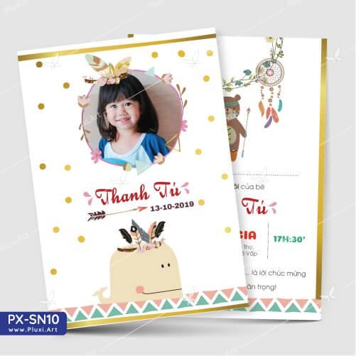 Thiệp thôi nôi – sinh nhật theo yêu cầu Pluxi