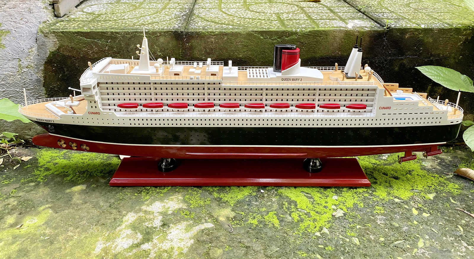 Du thuyền gỗ Queen Mary 80cm trang trí, mô hình tàu du lịch chở khách trên biển, quà tặng khách hàng nước ngoài