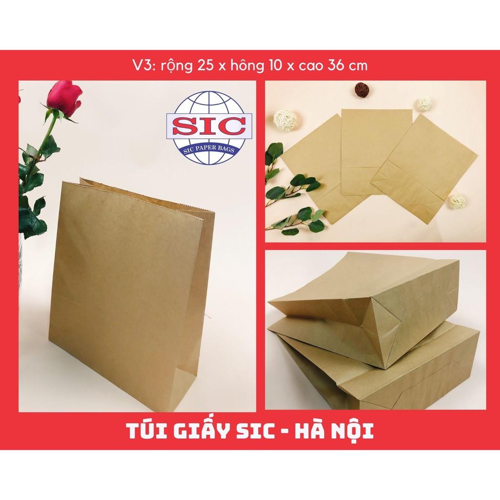 100 CHIẾC TÚI GIẤY KRAFT V3: 25x10x30 KHÔNG QUAI