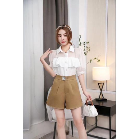 Quần Short nữ cạp cao lưng phối chun