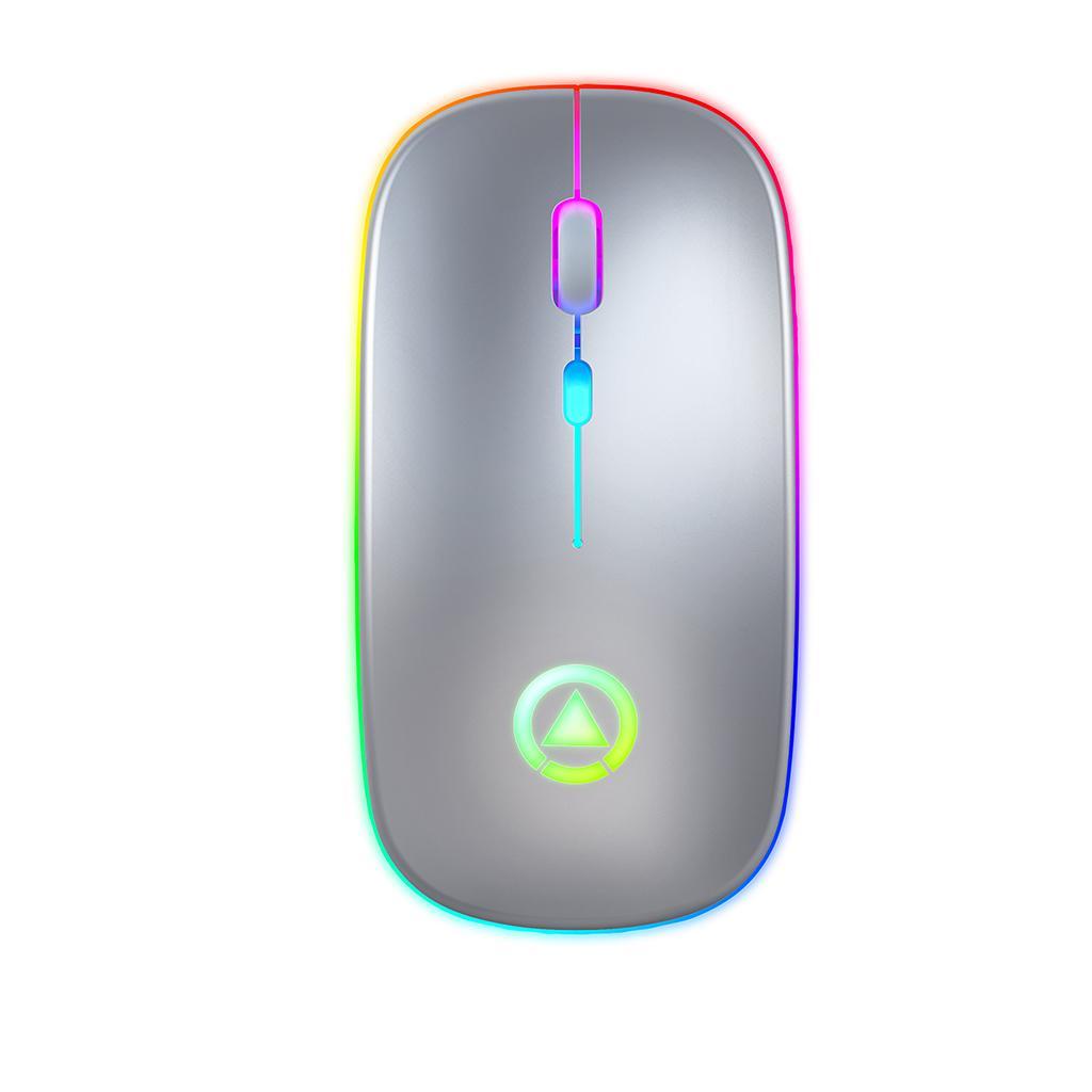LED Silent Mute Wireless Mouse Optical Mice with Receiver - Gray