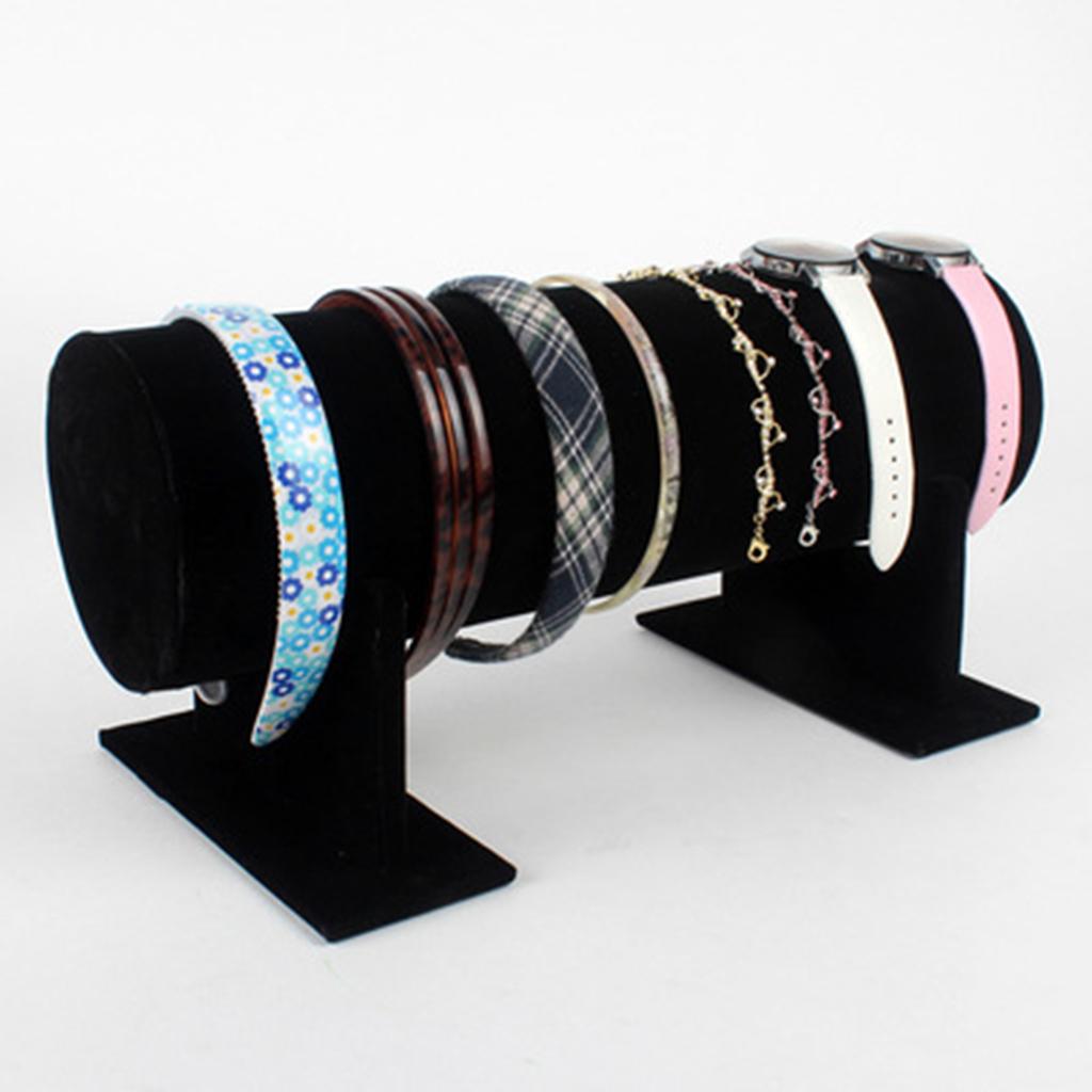 2xVelvet T-Bar Headband Holder Retail Shop Jewelry Display Stand Rack Black