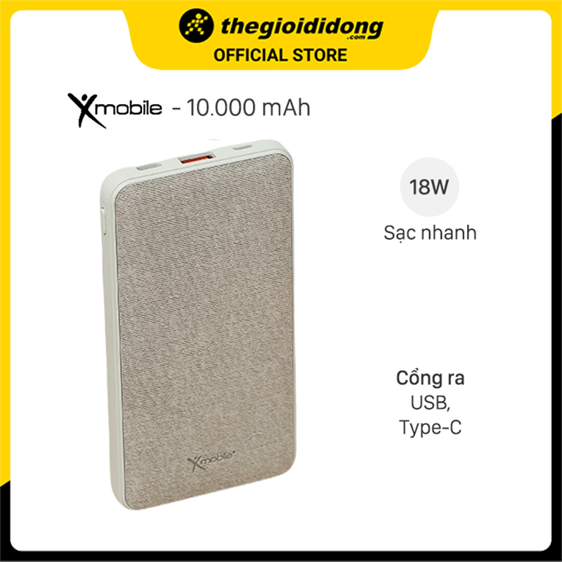 Pin sạc dự phòng Polymer 10.000 mAh Type C PD QC3.0 X-mobile P68D - Hàng chính hãng