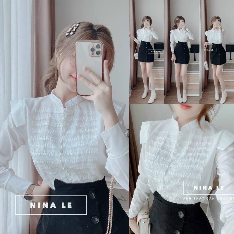 ️Áo sơ mi trắng xếp ly nhăn thiết kế cho nữ️Elisa fashion