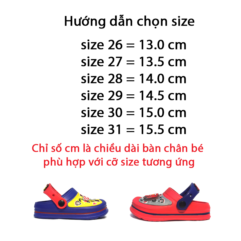 Dép sục Thái Lan cho bé trai nhựa mềm cao cấp có đèn nhấp nháy chất liệu siêu nhẹ, bền đẹp, đi mưa rửa nước thoải mái, không mất màu trong quá trình sử dụng