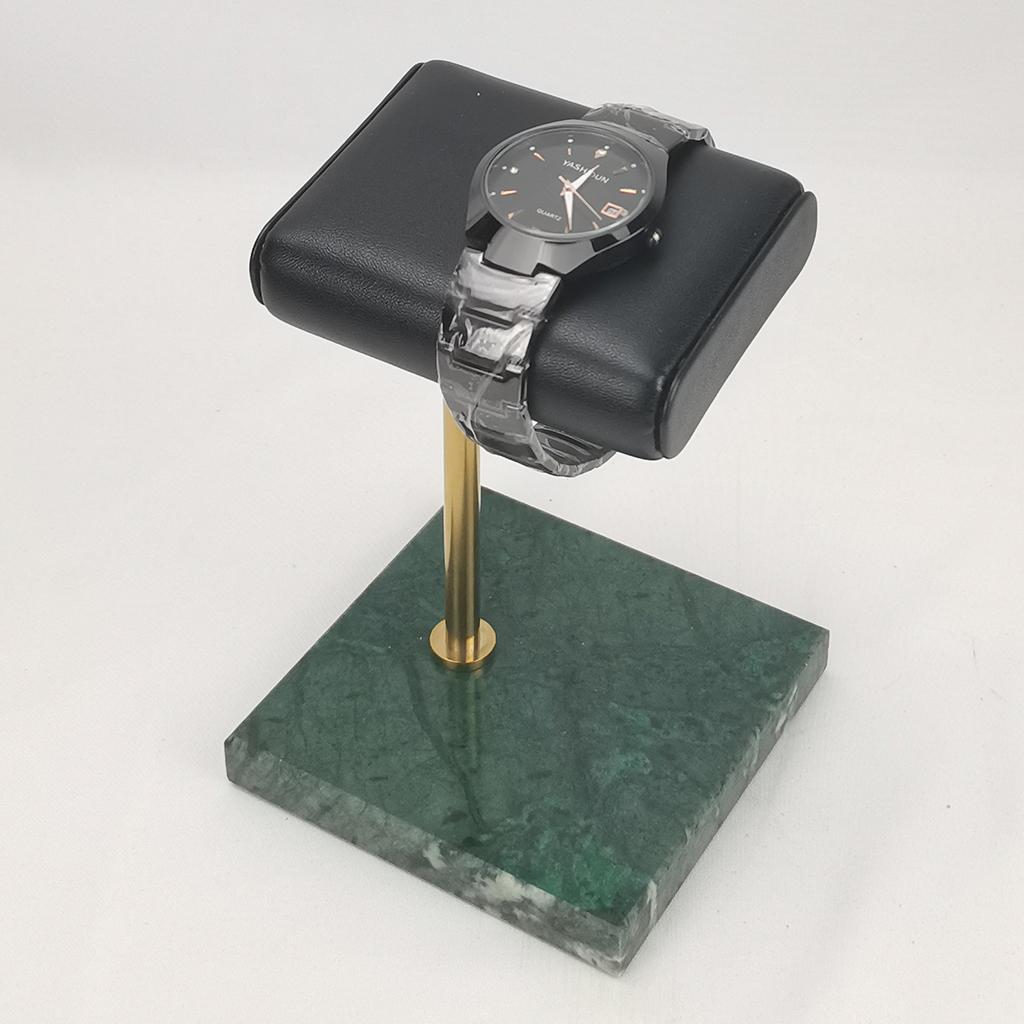 2 Pieces Green & White Marble & PU Watch Holder Stand for Display