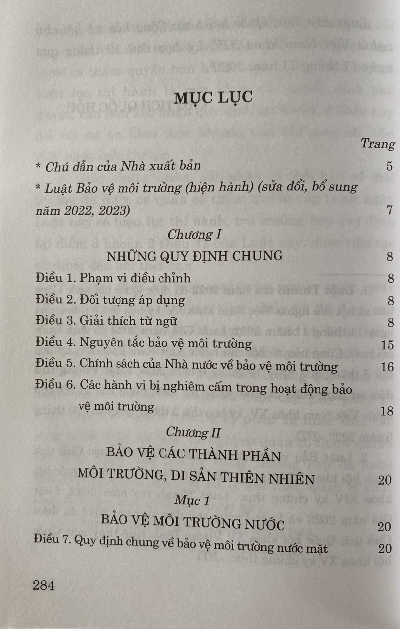 Luật Bảo Vệ Môi Trường ( hiện hành ) ( Sửa đổi, bổ sung năm 2022, 2023 )
