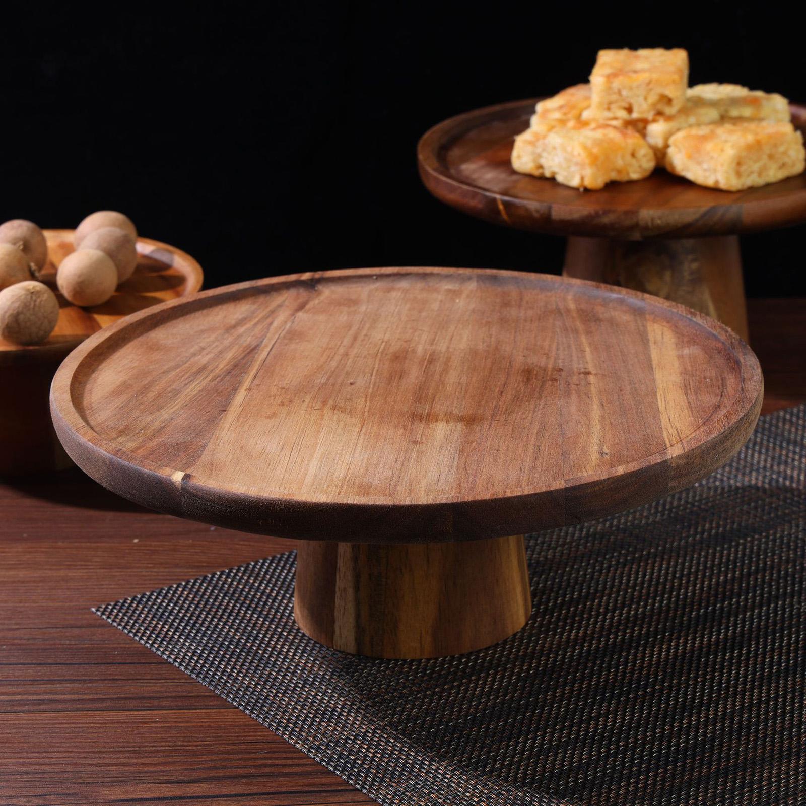 2x Wooden Pedestal Dessert Table High Tray Cake Stand Holders cake Display
