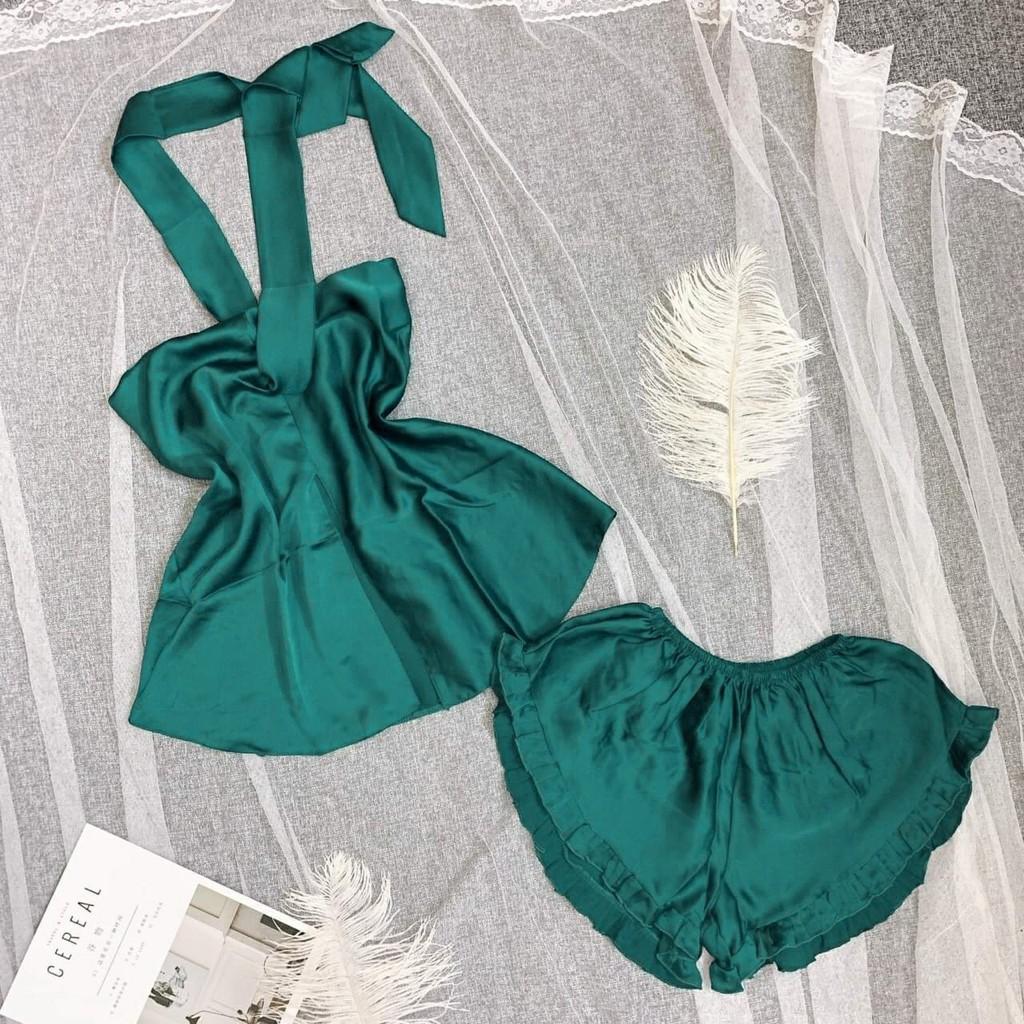 Đồ ngủ sexy 2 dây chất satin mặc ngủ mát mẻ thoải mái Freesize