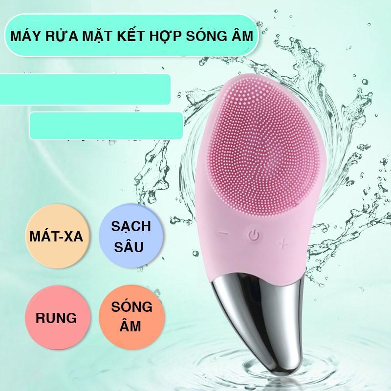 Máy Rửa Mặt Đa Năng Silicon mini Tích Hợp Sóng Âm Sonic Facial Brush