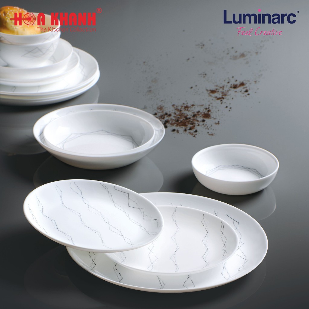 Đĩa Thủy Tinh Luminarc Marble 19cm đựng thức ăn, cường lực, chịu nhiệt - Bộ 3 đĩa - P3761