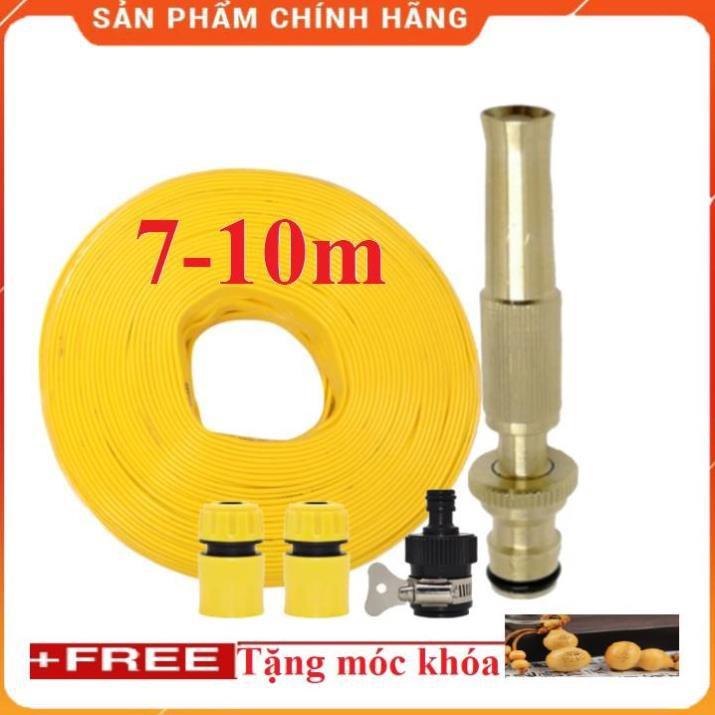 Máy bơm️Evoucher️ Bộ dây vòi xịt nước rửa xe, tưới cây , tăng áp 3 lần, loại 7m, 10m 206587 cút sập+ móc khoá
