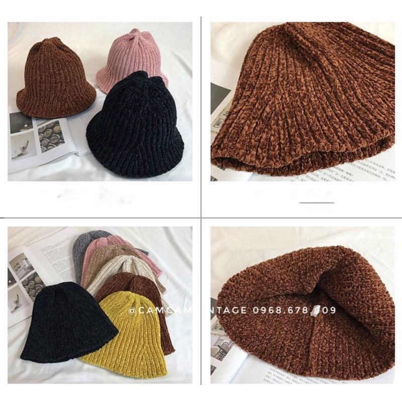 Mũ bucket nón ulzzang beanie chú lùn sụp tone màu vintage đáng yêu