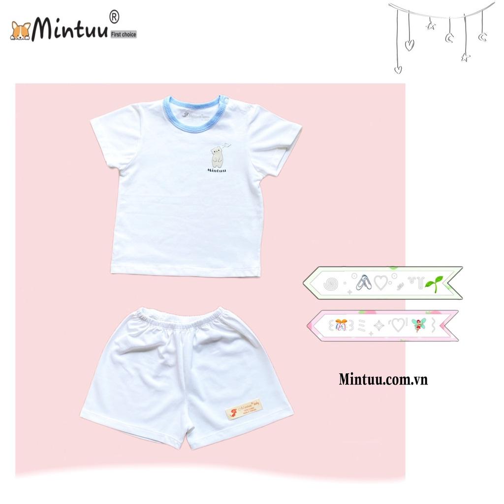 Bộ quần áo sơ sinh bấm vai tay ngắn, quần đùi chất liệu cotton 4 chiều cao cấp