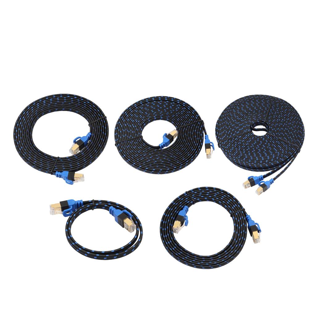 Cat7 Ethernet Cable 10 Gigabit Flat Patch Network LAN Cord For PC
