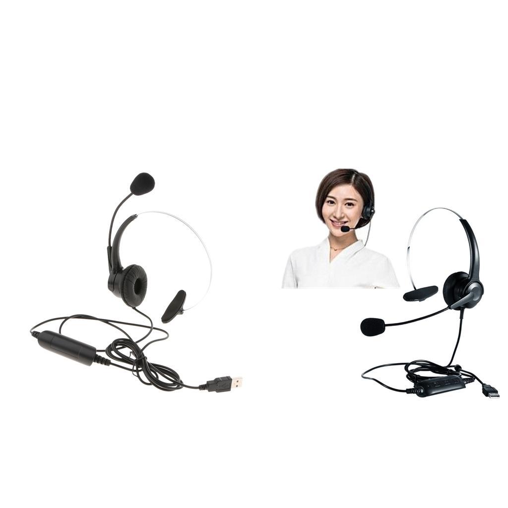 2 Pieces Hands-Free Call Center Monaural USB Headset with Mic for Computer