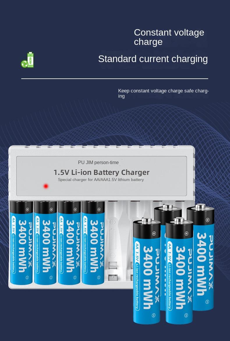 8 sạc pin lithium 1.5V cho pin LI-ion có thể sạc lại AA 1.5V