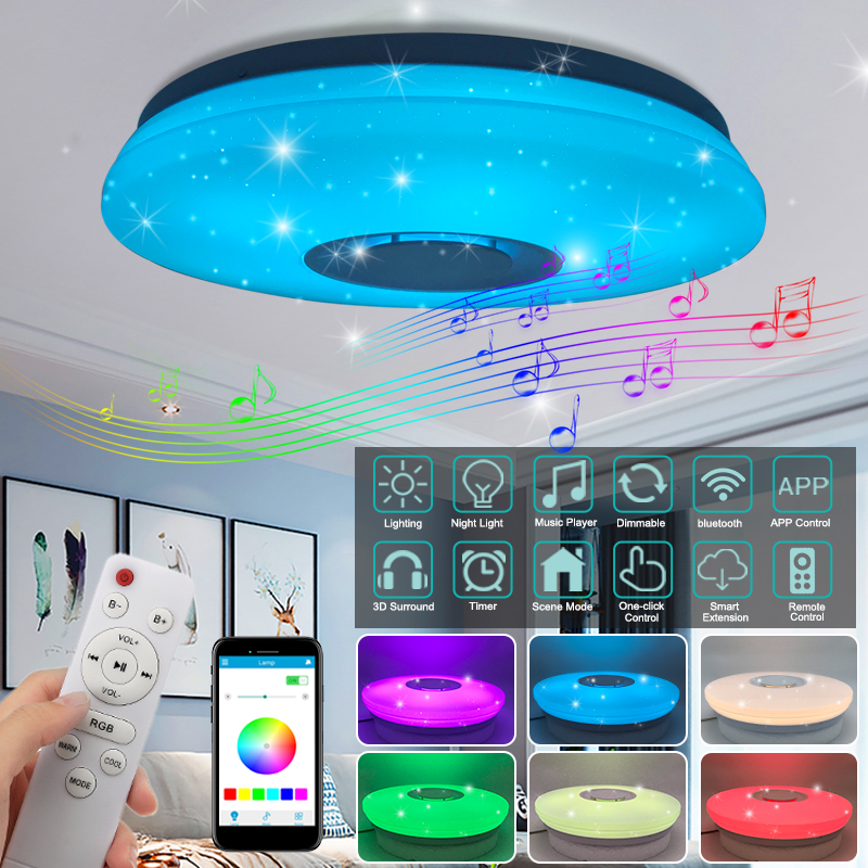 Đèn Ốp Trần 120 LED RGB Tích Hợp Loa Bluetooth Nghe Nhạc Không Dây Kết Nối Điện Thoại Qua APP Cao Cấp