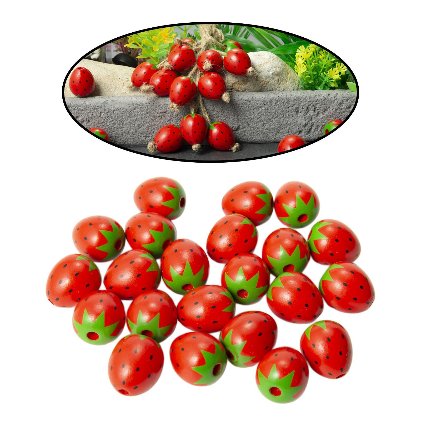 30 Pcs Wood Spacer Beads Painted Wooden Beads DIY Crafts Jewelry Making