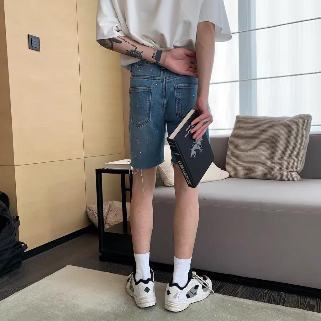 Quần short jeans chấm sơn
