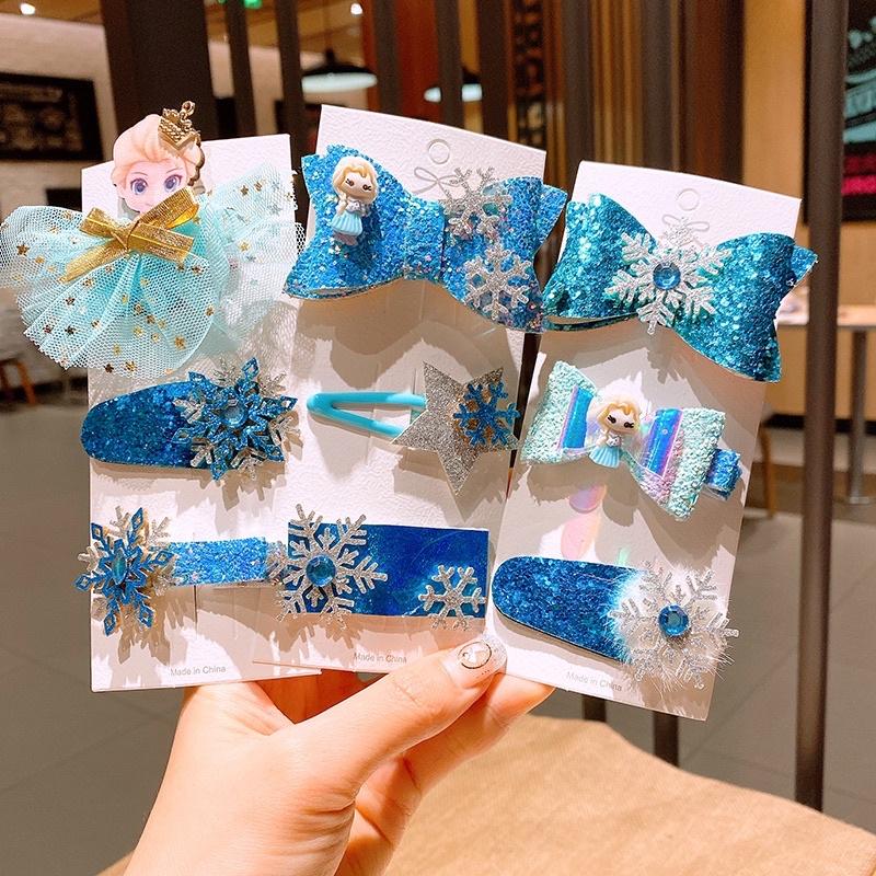 Set 4 kẹp tóc vương miệng công chúa Elsa Frozen đáng yêu cho bé gái