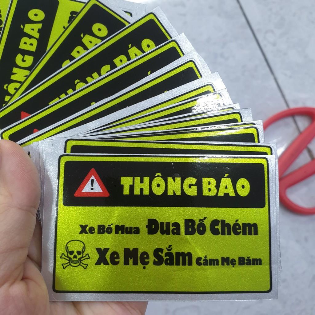 Tem Dán Xe Máy - Sticker Thông Báo In Chrome Đẹp Nhất