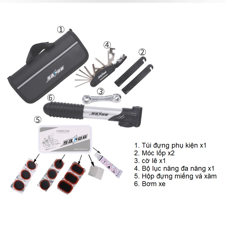 Bộ Túi Kẹp Sườn, Vá Xe, Bơm Xe Đạp Cao Cấp - Hàng Nhập Khẩu