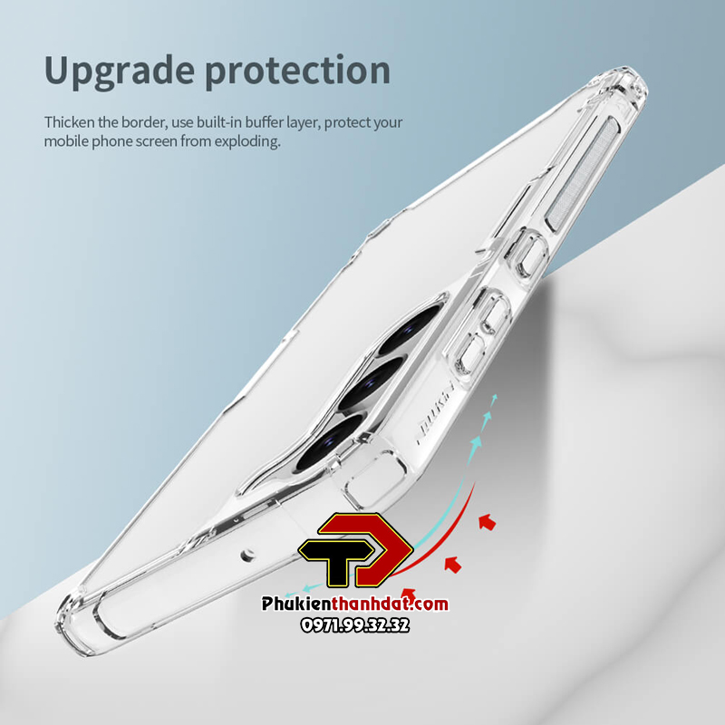 Ốp lưng trong suốt cho SamSung Galaxy S23 5G chính hãng Nillkin Nature TPU Pro Case, chống sốc tốt - Hàng chính hãng