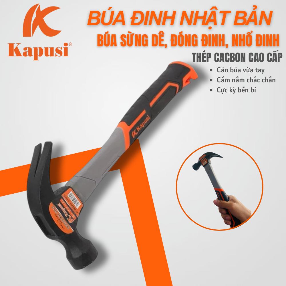Búa đinh Kapusi Nhật Bản đầu búa nặng 250g,500g,750g - búa sừng dê, búa đóng đinh, búa nhổ đinh